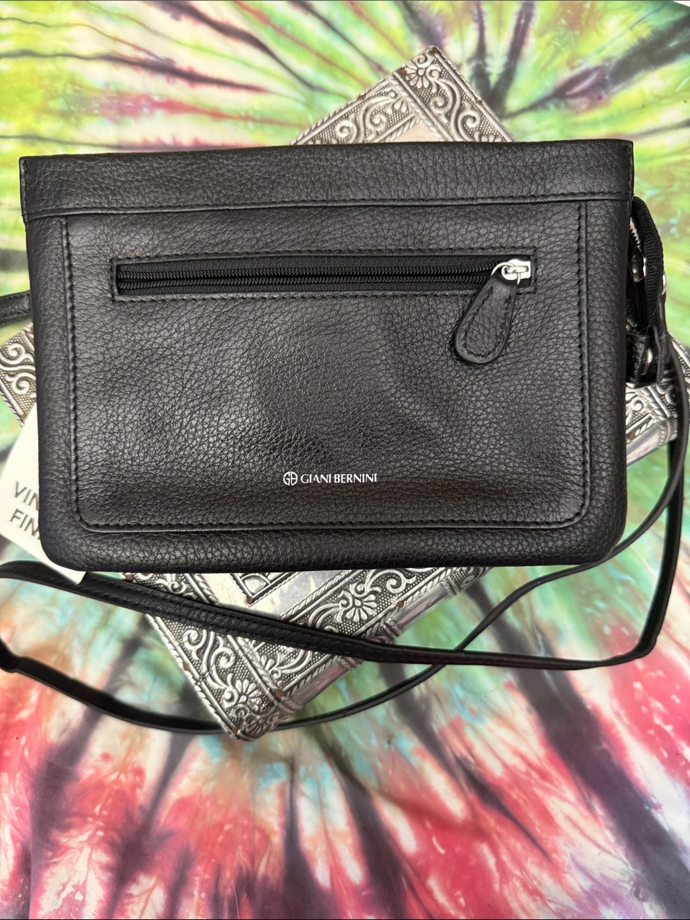 NWTS! Giani Bernini Black Pebble Leather Crossbody Mini Bag